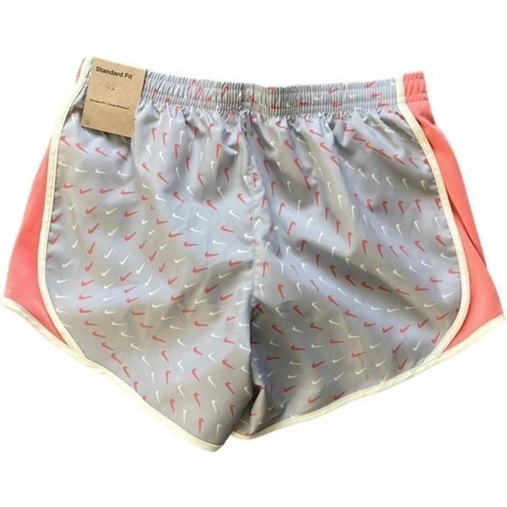 NEW Nike Large Girl's Running Shorts Tempo Gray Pink Logo Lined NWT